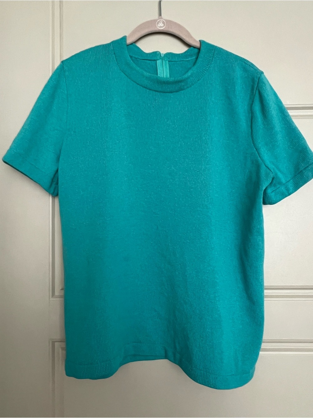Vintage St. John by Marie Gray short-sleeve knit top in a turquoise / teal hue M
